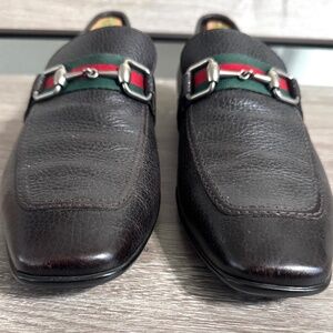 GUCCI Authentic Vintage Horsebit Pebbled Leather Loafers - G9.5